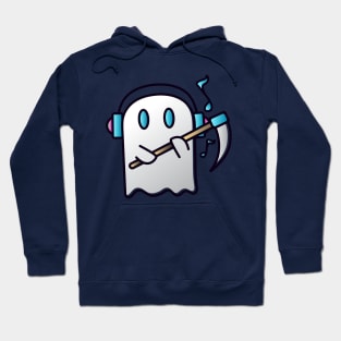 Cute ghost with headphone Hoodie